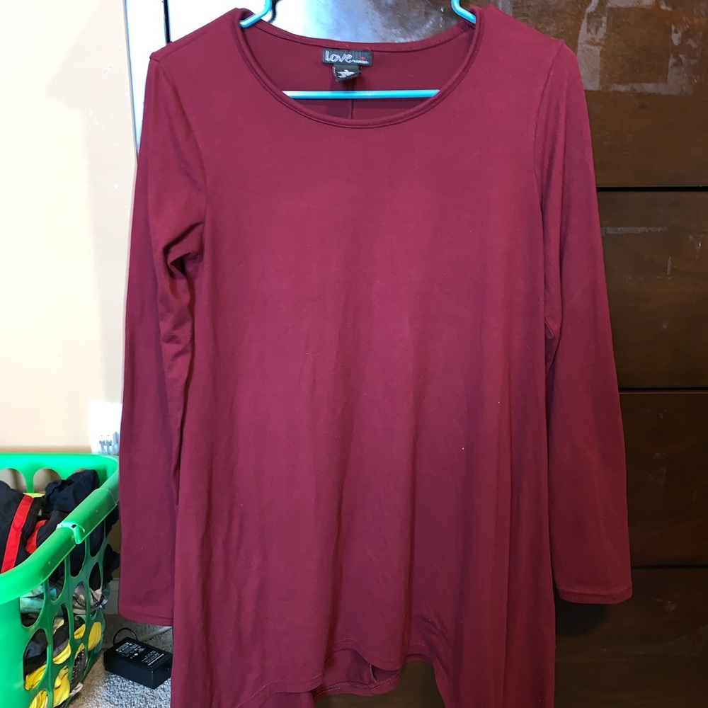 Long sleeve burgundy dress
